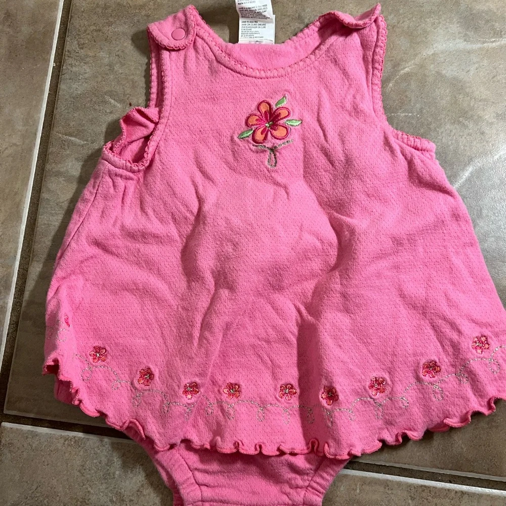 Pink Floral Embroidered Baby Dress